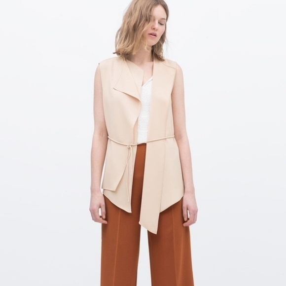 2/$35 Sale ZARA Drapey Asymmetrical layered tunic vest top tie belt Si… - Picture 6 of 12
